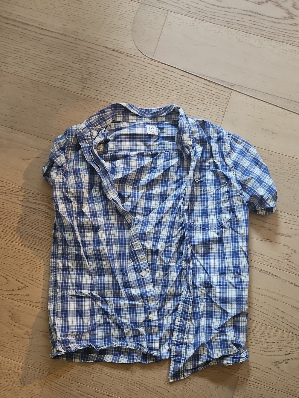 GAP Boy’s Blue Plaid Short-Sleeve Button-Up Shirt